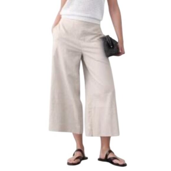 Banana Republic Factory Linen Blend Wide Leg Cropped Pull On Pants in Flax S - Picture 1 of 9